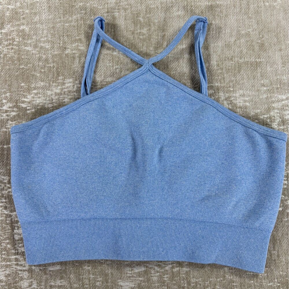 Light Blue Strappy Seamless Crop Brami Top